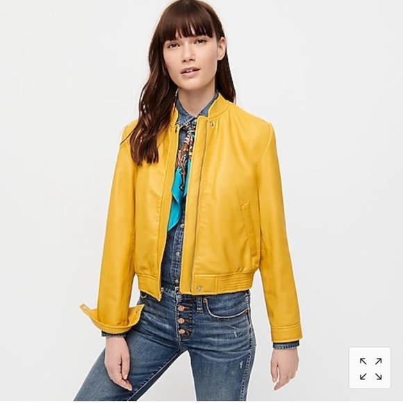 Yellow leather aviator jacket - Picture 1 of 4